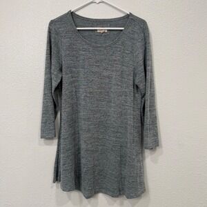 Cupio Women's Gray‎ Marled Long Sleeve Tunic Top Size L G